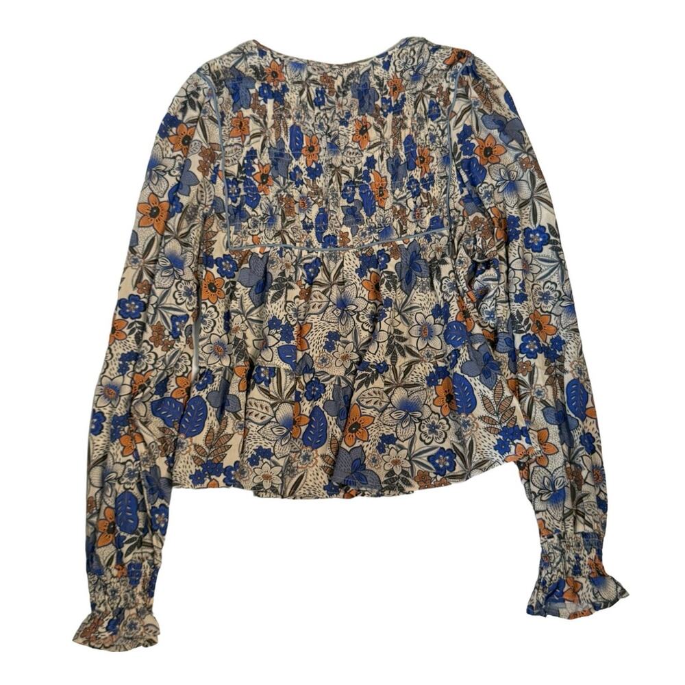 Harni the Label Blue Floral Peasant Blouse Top Oversized XS - Picture 10 of 12